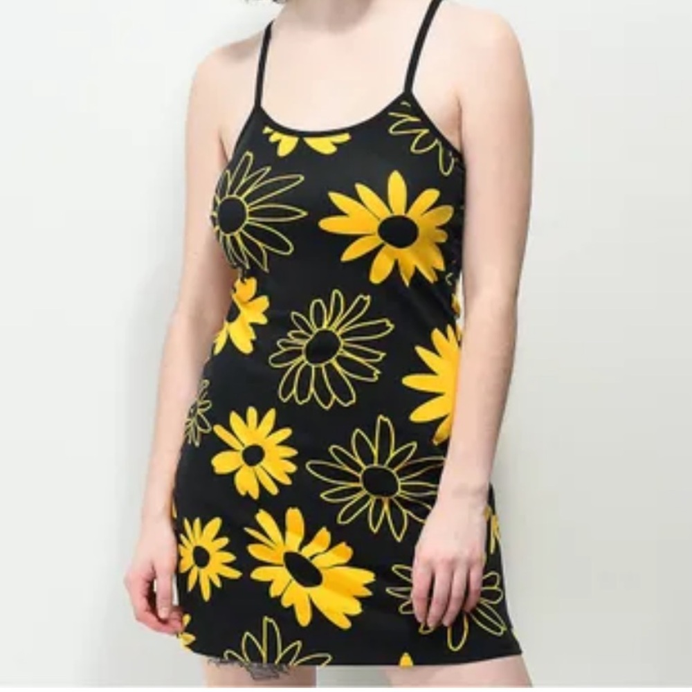 Black and Yellow Sunflower Dress